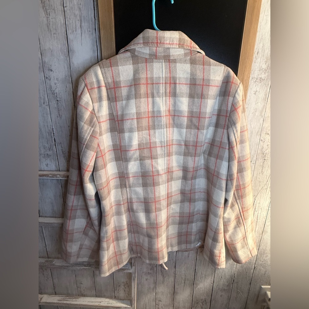 Old Navy Women’s Beige Plaid Print Wool Blend Lined Peacoat Jacket Coat Sz XXL - Picture 4 of 7